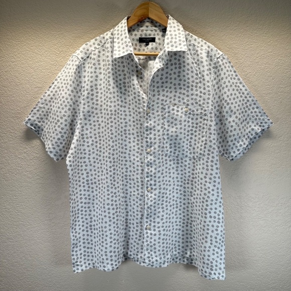 Ted Baker Linen Shirt Men Sz.5 US (XL - 42) Albert Button Up Chest Pocket Summer - Picture 15 of 15